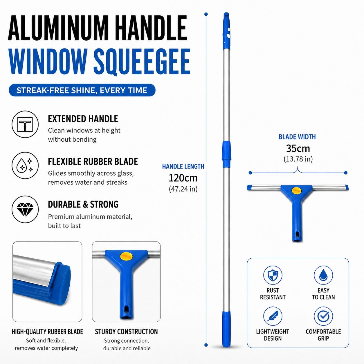 Raam- en glazenwisser met aluminium handgreep