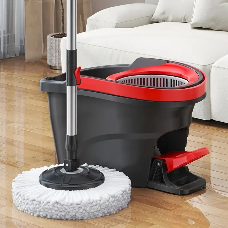 Zwart pedaal spin dweil set