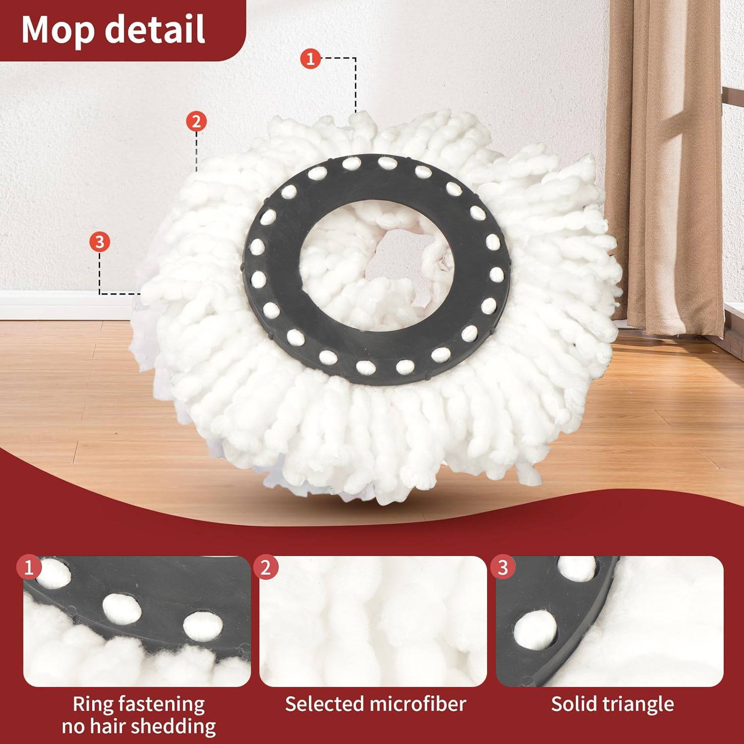 Platte ronde microfiber dweilkop